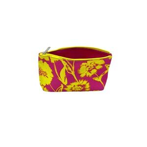 Clinique Floral Cosmetic Makeup Travel Bag Pink and Yellow 6 x 10 x 3-Set of 15